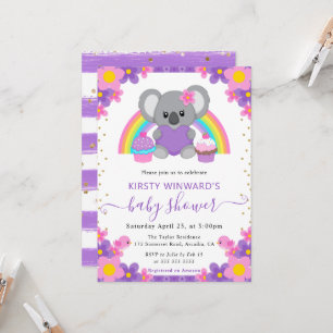 Invitation Baby Shower Licorne Florale Aquarelle Koala