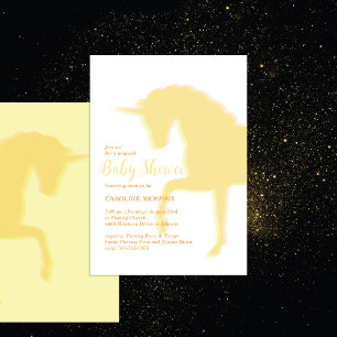 Invitation Baby Shower Licorne Jaune Magique qui Danse
