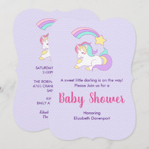 Invitation Baby Shower Licorne Mignonne avec une Étoile Filan