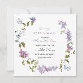 Invitation Baby shower Lilac et papillons (Devant)