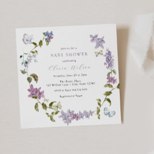 Invitation Baby shower Lilac et papillons