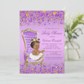 Invitation Baby shower Lilac Gold Ethnic Princess (Debout devant)