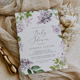 Invitation Baby shower Lilac rustique