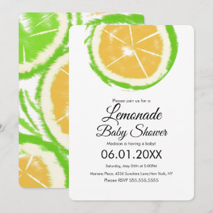 Invitation Baby Shower Limonade Citron Jaune Citrus Abstraite