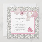Invitation Baby Shower Linge Rose (Dos)
