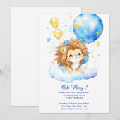 Invitation Baby shower Lion Aquarelle Cute (Devant / Derrière)