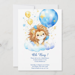 Invitation Baby shower Lion Aquarelle Cute