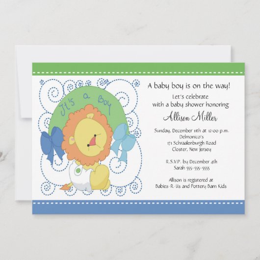 Invitation Baby shower Lion Baby Boy (Devant)