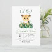 Invitation Baby shower Lion Cub Jungle Aquarelle (Debout devant)