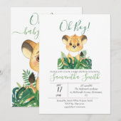 Invitation Baby shower Lion Cub Jungle Aquarelle (Devant / Derrière)