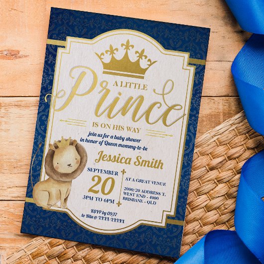 Invitation Baby shower Lion Royal Prince