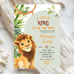 Invitation Baby Shower Lion Vert Petit Roi En Route