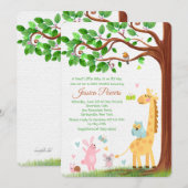 Invitation Baby shower Little Animal Friends (Devant / Derrière)
