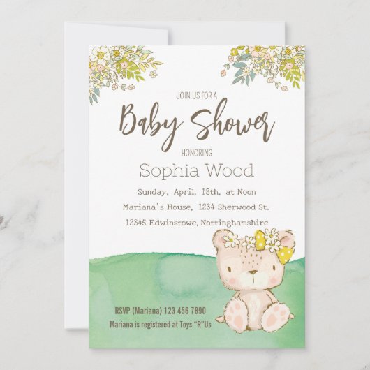 Invitation Baby Shower Little Bear (Devant)