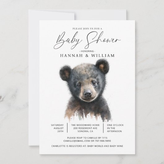 Invitation Baby shower Little Bear Cub (Devant)