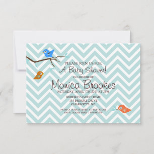 Invitation baby shower Little Birdie Chevron