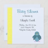 Invitation Baby shower Little Blue Bird (Devant / Derrière)