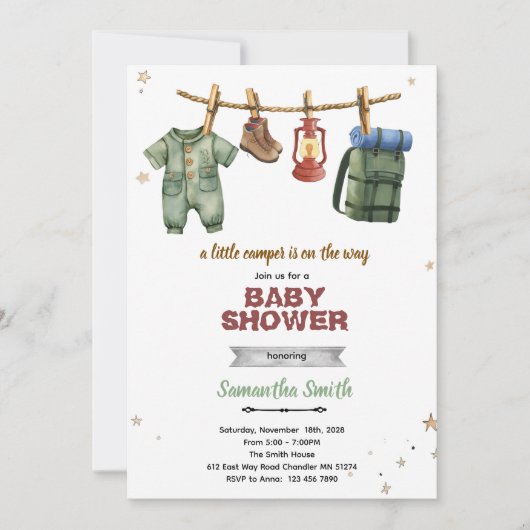 Invitation Baby Shower Little Camper (Devant)