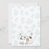 Invitation Baby shower Little Cowboy Brown bleu moderne (Dos)