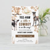 Invitation Baby shower Little Cowboy Rodeo Animaux (Debout devant)