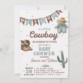 Invitation Baby shower Little Cowboy Wild West Boy (Devant)