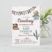 Invitation Baby shower Little Cowboy Wild West Boy (Debout devant)