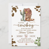 Invitation Baby shower Little Cowboy Wild West Boy (Devant)