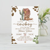 Invitation Baby shower Little Cowboy Wild West Boy (Debout devant)