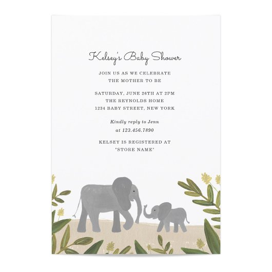Invitation Baby shower Little Elephant