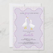 Invitation Baby shower Little Goose En vichy Lilac (Devant)