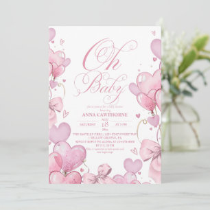 Invitation Baby Shower Little Hearts Girl