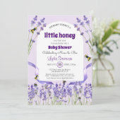 Invitation Baby shower Little Honey Bee Lavender (Debout devant)