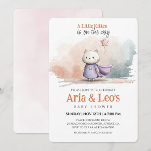 Invitation Baby shower Little Kitten pour fille