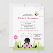 Invitation Baby shower Little Ladybug (rose) 5x7 (Devant)