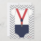 Invitation Baby shower Little Man Boy, bleu marine et rouge (Dos)