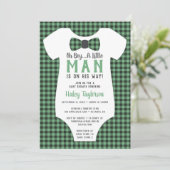 Invitation Baby shower Little Man, Buffalo Plaid (Debout devant)