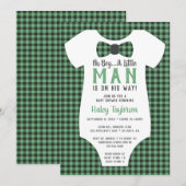 Invitation Baby shower Little Man, Buffalo Plaid (Devant / Derrière)