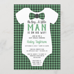 Invitation Baby shower Little Man, Buffalo Plaid