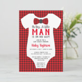 Invitation Baby shower Little Man, Buffalo Plaid (Debout devant)