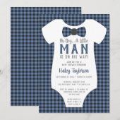 Invitation Baby shower Little Man, Buffalo Plaid (Devant / Derrière)