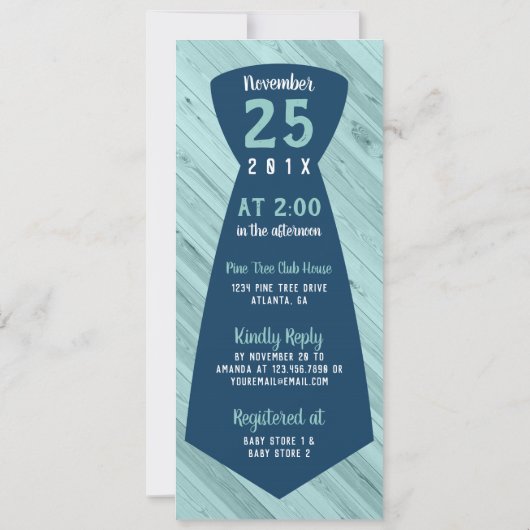 Invitation Baby shower Little Man, Cravate, Marine (Dos)