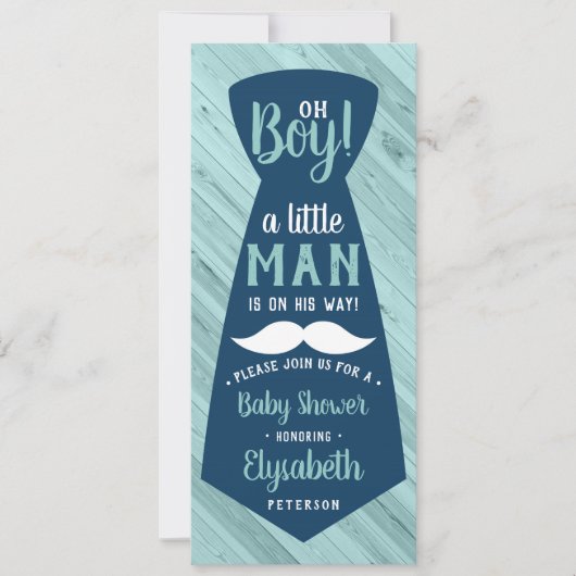 Invitation Baby shower Little Man, Cravate, Marine (Devant)