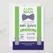 Invitation Baby shower Little Man Marine Blue Gree (Devant)
