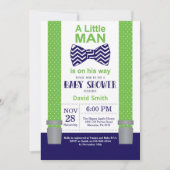 Invitation Baby shower Little Man Marine Blue Gree (Devant)