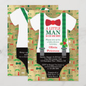 Invitation Baby shower Little Man, Noël (Devant / Derrière)