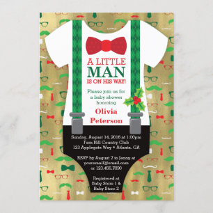 Invitation Baby shower Little Man, Noël