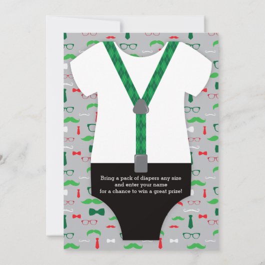 Invitation Baby shower Little Man, Noël (Dos)