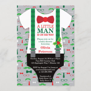 Invitation Baby shower Little Man, Noël