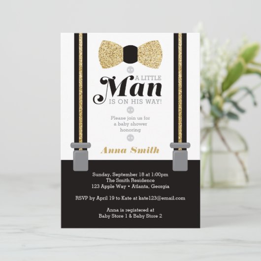 Invitation Baby shower Little Man, Parties scintil (Debout devant)