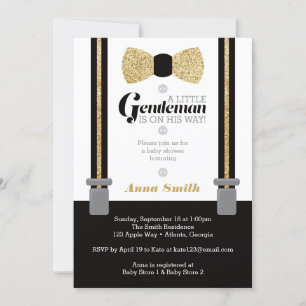 Invitation Baby shower Little Man, Parties scintil